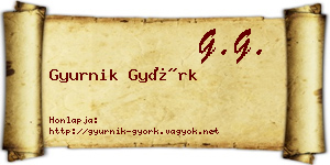 Gyurnik Györk névjegykártya